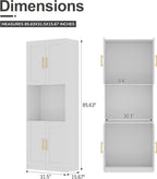 85" Kitchen Storage Cabinets,Corner Pantry Cabinet,Tall Bathroom Cabinet,Farmhouse Storage Cabinet with Countertops Suitable for Apartments/Dining Room/Small Spaces (2, White, 85" H)