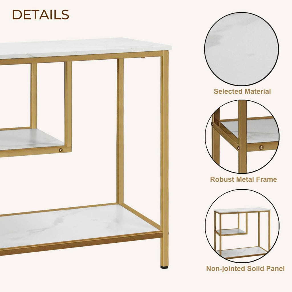 AT-VALY 3-Tier End Table,Nightstand for Living Room, Bedroom, Office, Bathroom (Gold)