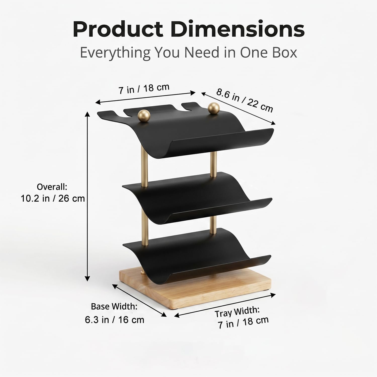 Modern Abstract Wine Rack, Black Metal Wine Holder with Wood Base, 3 Bottle Wine Display Stand for Countertop, Decorative Wine Rack for Home Bar Kitchen Decor, Unique Gift for Wine Lovers