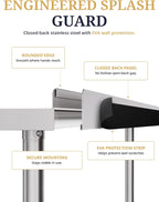 Atelicf NSF Stainless Steel Prep Table 24X48 inch, Backsplash & Casters | Mobile commercial-grade table for restaurants, kitchens, food trucks, breweries, bars, garages, and BBQ