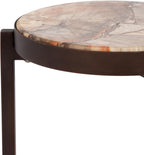 Kate and Laurel Aguilar Modern Drink Table, 9 x 9 x 23, Petrified Wood and Bronze, Unique Round Wood Mini Stand for Use as Bathroom Accent or Pedestal Martini Table