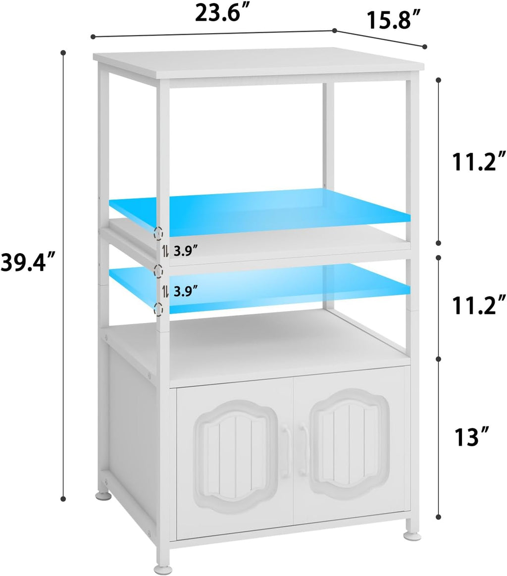 Natwind 4 Tier Printer Stand, File Cabinet w/Adjustable Open Shelves,White | Filling Cabinet with Book Shelf, Office Vertical Open Cabinet, Decorative Wood Printer Shelf with Storage for Home Office