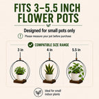 Hanging Planter for Indoor Plants, Black Plant Hanger Indoor with Sturdy Wood Base, Modern Boho Macrame Plant Hanger for 3-5.5 Inch Pot, Hanging Wall Ceiling Window Home Decor (Pots Not Included)