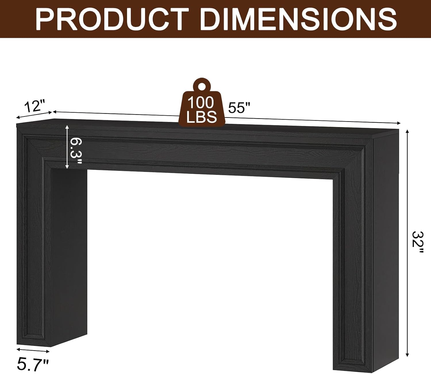 Rresyet 55 Inch Long Console Table, Sofa Table Behind Couch, Entryway Table, Farmhouse Entryway Table for Entrance, Hallway, Living Room (Black)
