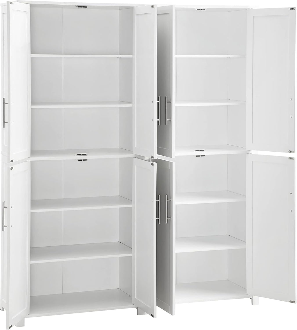 Crosley Furniture Savannah 2-Piece Pantry Storage Cabinet Set with Shelves, Kitchen, Dining, or Laundry Room, White