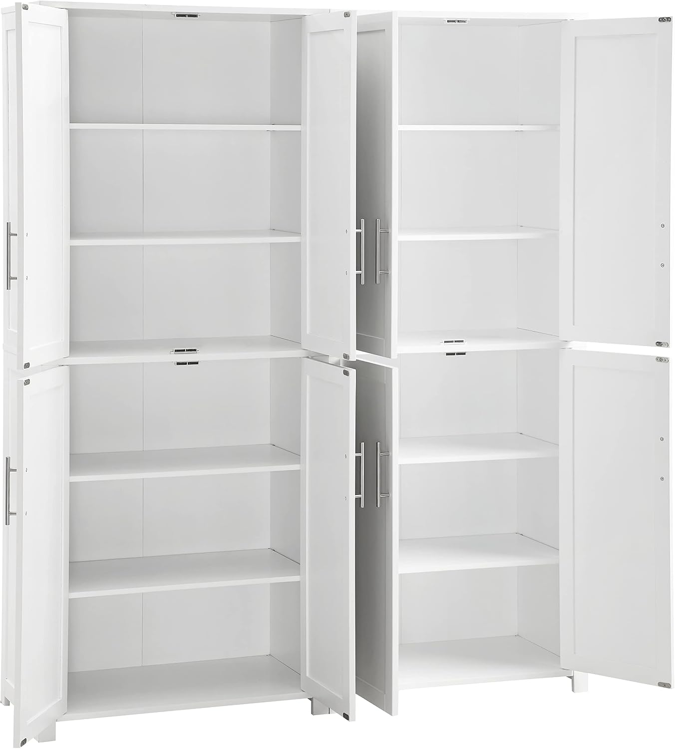 Crosley Furniture Savannah 2-Piece Pantry Storage Cabinet Set with Shelves, Kitchen, Dining, or Laundry Room, White