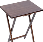 Modern Indoor Folding Tray Table Set of 2, Walnut Finish, Solid Rubberwood, 19 x 14.5 x 26 Inches, Lightweight & Easy to Move, Space-Saving Storage