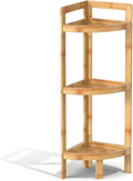 2026 New Bamboo Standing Shelf, 3 Tier Corner Shelf Stand, Free-Standing Shelf Units, Triangular Curved Corner Shelf Stand for Space-Saaving Display Ideal for Bathroom/Kitchen/Living Room Storage