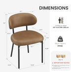 Upholstered Dining Chairs Set of 6, Modern Faux Leather Kitchen Chairs with Curved Backrest and Cushioned Seat, Sturdy Metal Legs, Modern Dining Chairs for Kitchen Dining Room, Living Room,Brown