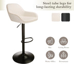 Glitzhome Bar Table and Chairs Set, Round Black Steel Pub Table with Soild Elm Wood Top and Bar Height Adjustable Swivel PU Leather Bar Stool for Breakfast Nook Living Room Small Space Restaurant