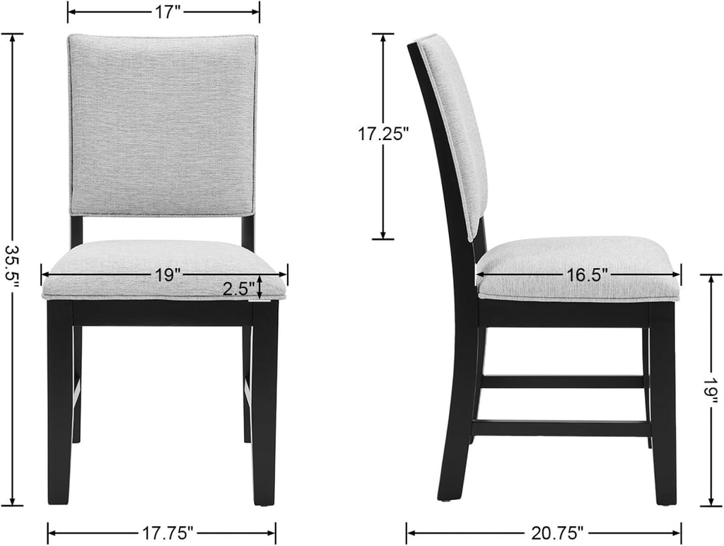 chairus Farmhouse Dining Chairs Set of 4, Upholstered Armless Dining Room Chairs with Stuffed Back and Cushion Wooden Kitchen Chairs for Dining Table/Restaurant/Reception, Linen Grey/Black Leg