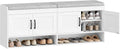Hzuaneri 55.1" Shoe Storage Bench, 3 Tier Entryway Shoe Bench with Padded Cushion & 4 Doors & Adjustable Shelves, 18-21 Pairs of Bed End Benches, Modern Shoes Rack Benches for Bedroom, White SB41403GY