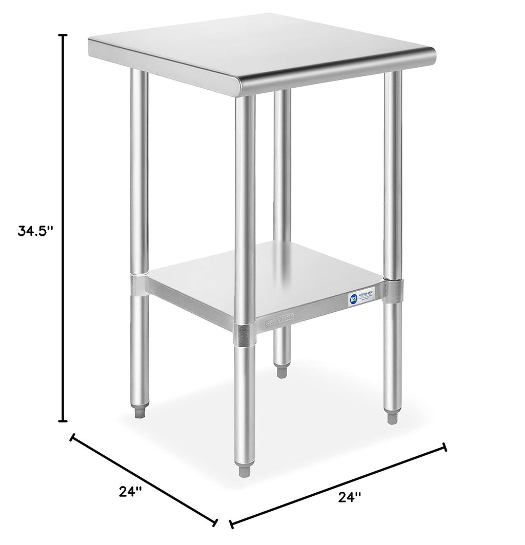 GRIDMANN Stainless Steel Work Table 18 x 24 Inches, NSF Commercial Kitchen Prep Table with Under Shelf for Restaurant and Home