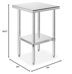 GRIDMANN Stainless Steel Work Table 18 x 24 Inches, NSF Commercial Kitchen Prep Table with Under Shelf for Restaurant and Home