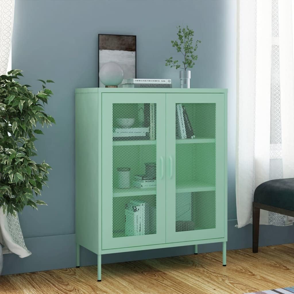Mint Steel Storage Cabinet 13.8" W x 31.5" L x 40" H, Adjustable Shelves 198 lb Load, Slim Metal Cupboard for Bathroom, Pantry, Living Room & Kitchen, Small Space Organizer