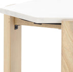 SAFAVIEH Home Collection - Pisa Side Table, White Marble Hexagon Top with Natural Wood Base, Fully Assembled (ACC3733A)