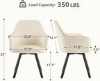 Furniliving Swivel Dining Chairs Set of 2, 360° Swivel Dining Room Chairs with Mental Legs, Mid Century Modern Kitchen Dining Room Chairs with Arms & Thickened Cushions for Kitchen, Velvet, Beige