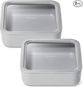 Caraway 2pc Glass Food Storage Set - 10 Cup Food Containers (2) - Ceramic Coated - Non Toxic, Non Stick Lunch Box with Lids. Dishwasher, Oven, & Microwave Safe - Gray