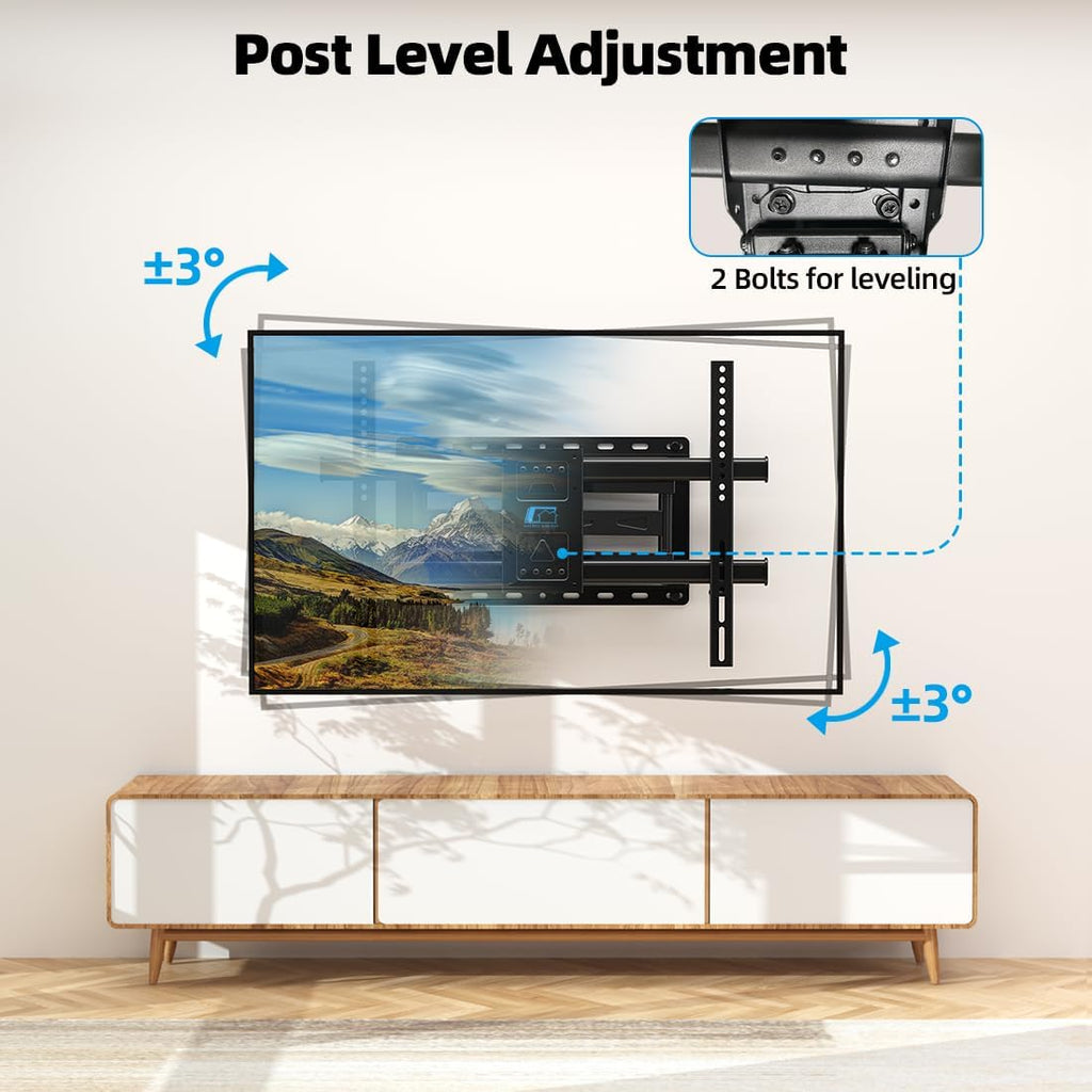HOME VISION Full Motion TV Wall Mount for 32-85 inch TVs up to 132lbs | Max VESA 600x400mm, Fits 8”/ 12” /16” Wood Studs, TV Mount Wall Bracket with Dual Articulating Arms, Swivel, Tilt