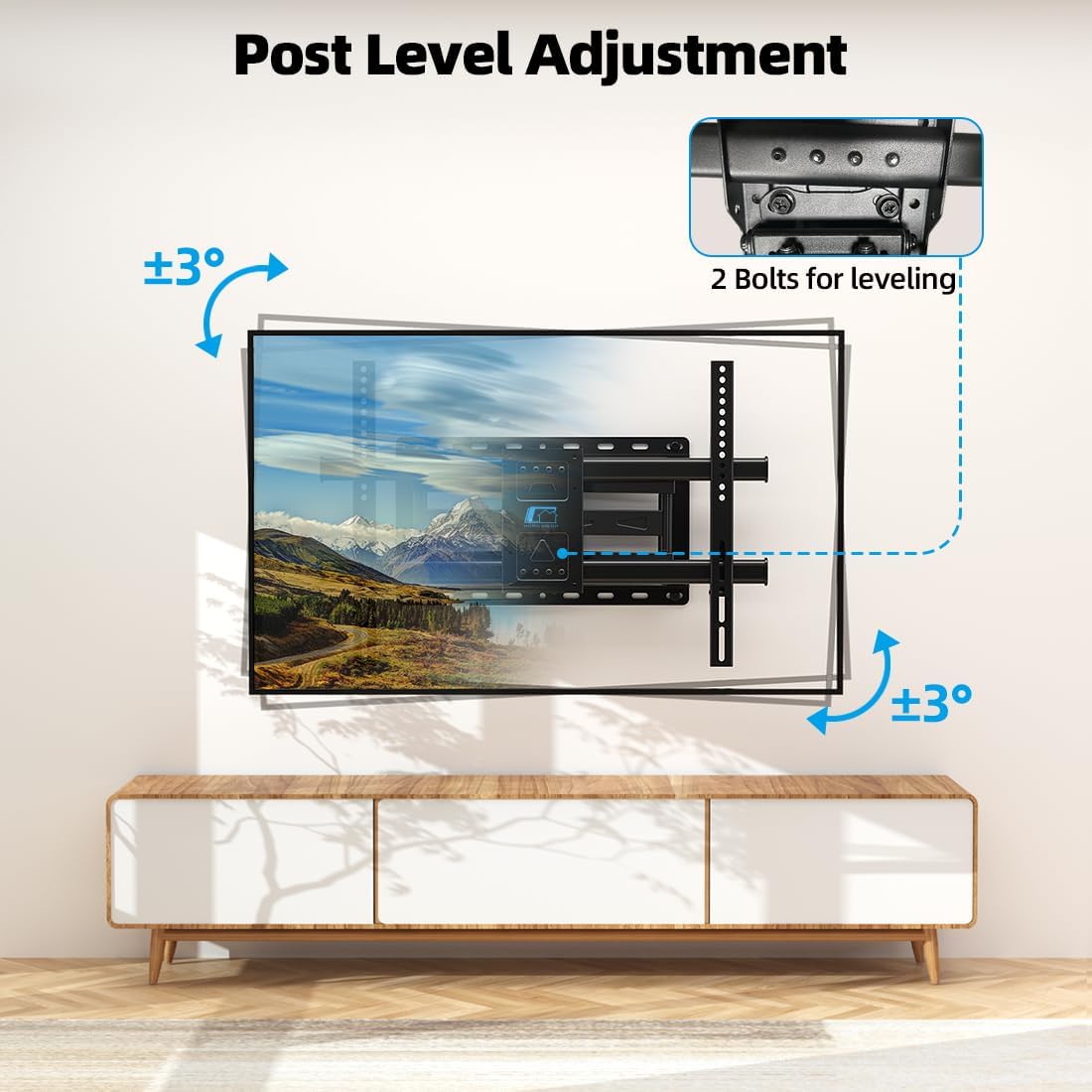 HOME VISION Full Motion TV Wall Mount for 32-85 inch TVs up to 132lbs | Max VESA 600x400mm, Fits 8”/ 12” /16” Wood Studs, TV Mount Wall Bracket with Dual Articulating Arms, Swivel, Tilt