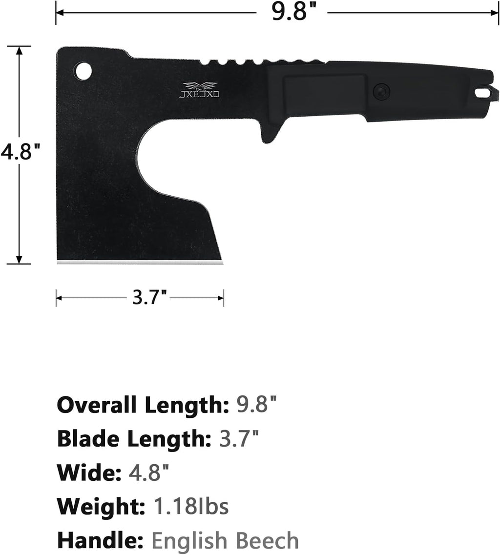 JXE JXO Hatchet, 9.8" Full Tang Camping Axe, Ergonomic Rubber Handle, with Durable Nylon Sheath for Bushcraft and Camping