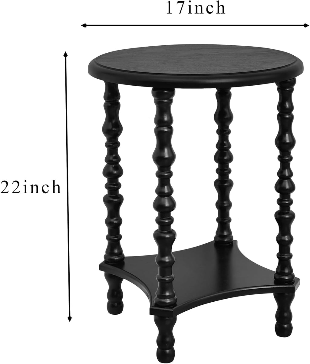 2-Tier End Table, Small Night Stand, Side Table, Bedside Table with Storage Shelf, Coffee Tables for Small Spaces, Bedroom, Living Room (Black)
