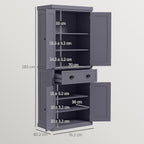 Blue 72" Farmhouse Kitchen Pantry Cabinet Bathroom Cabinet, Multiple Storage Space Tall Storage Cabinet with 4 Soft-Close Doors, 2 Adjustable Shelves and Drawer for Living Room