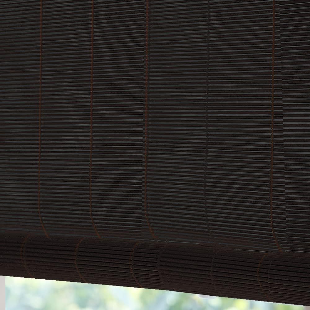 LETAU Cordless Wood Window Roller Shades, Bamboo Light Filtering Window Blinds for Indoor Home, Office, Kitchen, Pattern 12
