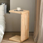 C-Shaped Side Table Solid Wood End Table for Couch (2, 27.2" H-Natural) | Suitable for Sofa and Bed, Wooden C Tables for Living Room Bedroom, Small Snack Tray Table for Space Saving