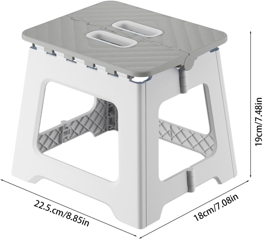 7.4'' Plastic Folding Step Stool with Carry Handle, Foldable Foot Stool | Fold Up Step Stool, Durable And Anti-Slip Base, Compact Foot Stool For Bathroom Bedroom Living Room Outdoor