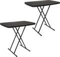 Lavish Home Portable Folding Tables Set of 2-2.5 Foot Indoor/Outdoor Portable Lightweight Small Tables with Adjustable Height - TV Trays Set of 2 for Laptop, Cards, Camping, Crafting, Party (Black)