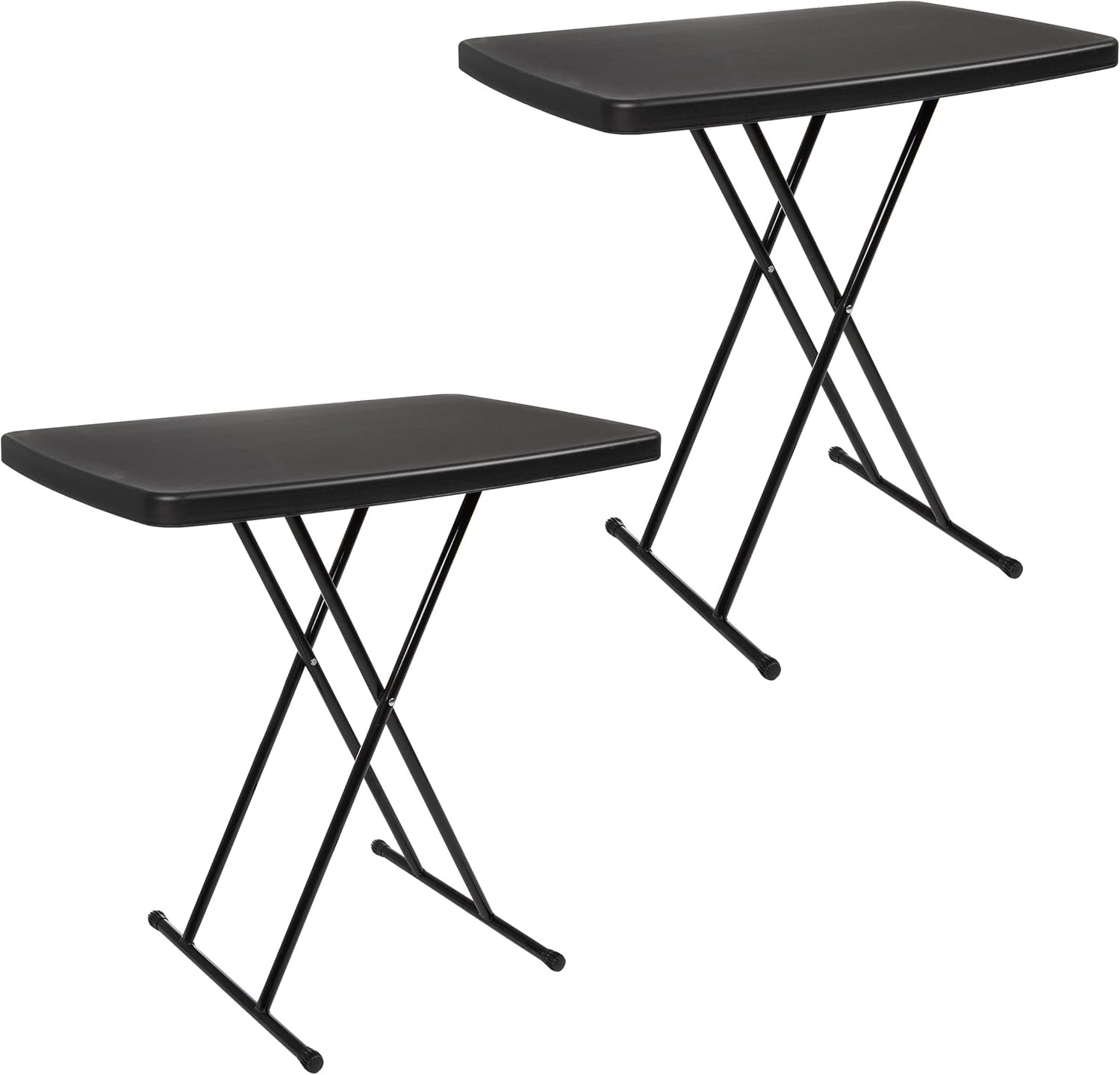 Lavish Home Portable Folding Tables Set of 2-2.5 Foot Indoor/Outdoor Portable Lightweight Small Tables with Adjustable Height - TV Trays Set of 2 for Laptop, Cards, Camping, Crafting, Party (Black)