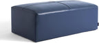 Genuine Leather Ottoman Bench, Upholstered Ottoman Table with Solid Wood Frame, Rectangular Footrest Bench for Living Room, Entryway, Bedroom - Navy Blue