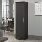Pemberly Row Engineered Wood Single Door Pantry, 70.945 in H x 18.819 in W x 17.087 in D, Raven Oak Finish, Adjustable Shelves and Reversible Door, Kitchen or Dining Room Storage Cabinet