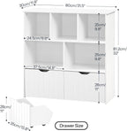 HOOBRO Toy Storage Organizer, Toy Organizers and Storage with 2 Movable Drawers and 5 Cubbies, Toy Chest Shelf for Books or Dolls, Kids Bookshelf and Toy Storage for Playroom, White WT88CW01