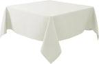 Biscaynebay Textured Fabric Square Tablecloths 70x70 Inches, Ivory Water Resistant Card Table Cloth Folding Table Cover for Dining, Kitchen, Wedding and Parties etc. Machine Washable
