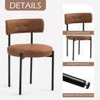 AVAWING Brown Faux Leather Dining Chairs Set of 4, Modern Kitchen Chairs with Black Metal Legs and Curved Backrest, Round Dining Room Chairs for Dining Room and Kitchen
