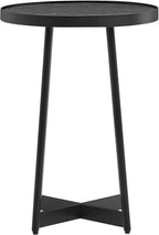 Ranlo Modern Round Accent Table with Geometric Metal Legs in Black Finish