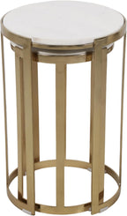 Elegant End Table, Side Table, or Night Stand for Room Decor - Round Metal Accent Table with Marble Top for Small Spaces - Perfect for Home, Bedroom, or Living Room Set of 2 - 22", 20" White & Gold
