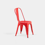 AC Pacific 18 Inch Seat Height Industrial Metal Dining Chairs, Stackable Kitchen or Bar Seat, Durable Modern Design, Versatile Accent Furniture, Set of 2, Red
