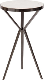 Kate and Laurel Gribben Modern Round Marble Side Table, 14 x 14 x 24, White and Gray Gunmetal, Tripod-Base Bedside Table for Display and Storage as a Bedroom Nightstand or Living Room Accent