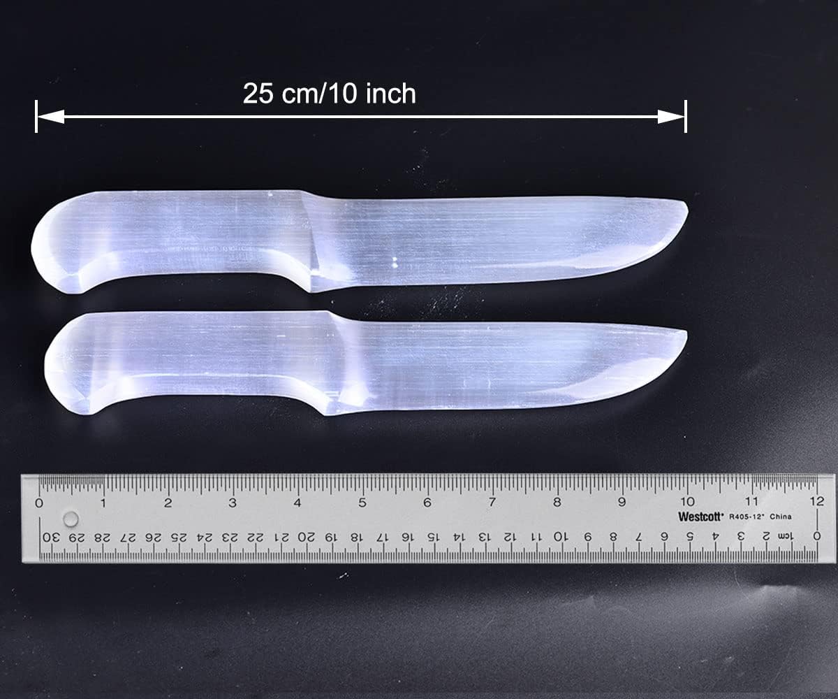 JIC Gem Selenite Crystal Knife White Crystals and Healing Stones for Cutting Etheric Cords 1pc 7.8-10 Inch