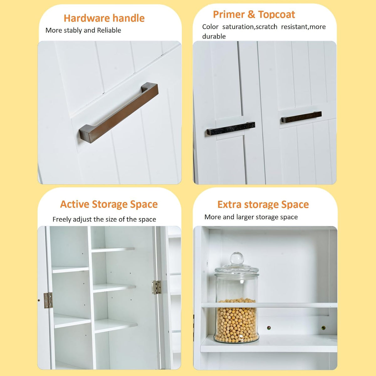 47" Tall Kitchen Pantry Cabinet,Freestanding Kitchen Pantry Storage Cabinet with Doors and Adjustable Shelves for Dining Room and Craft Room