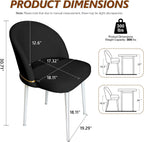 JPBSTO Modern Dining Chairs Set of 4, Swivel Upholstered Fabric Dining Chair with Metal Legs, Curved Backrest for Dining Room, Restaurant, Black