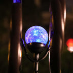 Solar Powered Glass Ball+Accessories - for Solar Wind Spinner Replacement Solar Light Parts (Blue)
