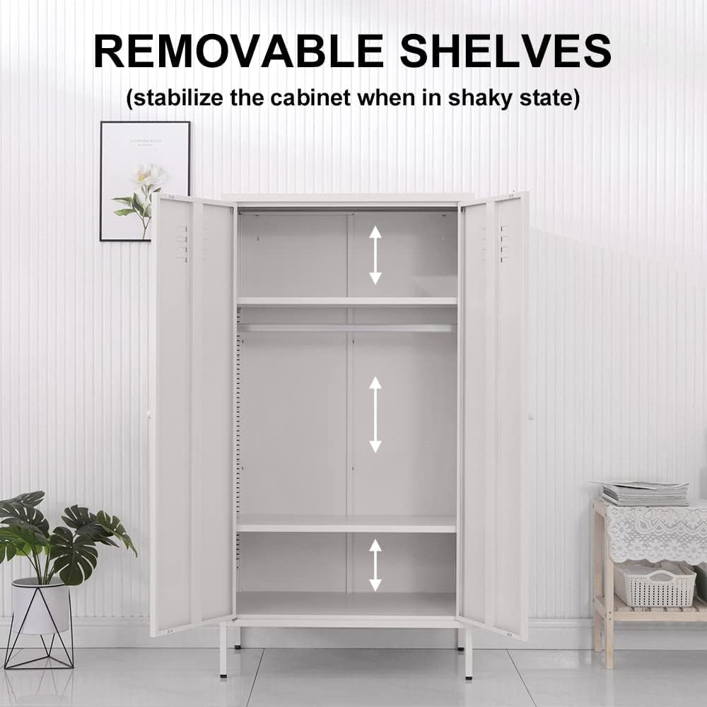 Metal Storage Cabinets with Magnetic Doors, Steel Locker with Adjustable Shelf, Locker Storage Cabinets for Garage, Office