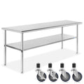 GRIDMANN NSF Stainless Steel Work & Prep Table 60 x 30 Inches with Caster Wheels and Under Shelf for Restaurant, Home, Hotel
