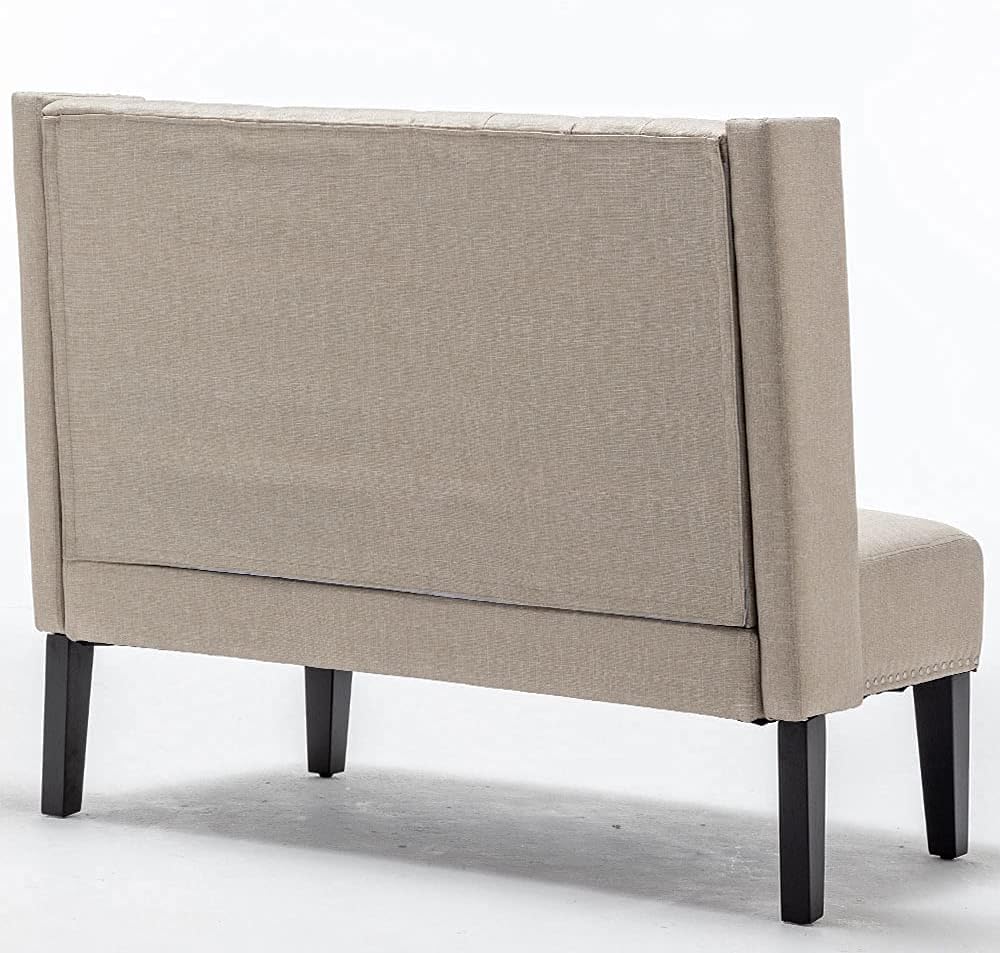 Andeworld Modern Loveseat Settee Bench Sofa Couch, Upholstered Banquette Dining Bench with Back for Dining Living Room Hallway or Entryway Seating,Putty