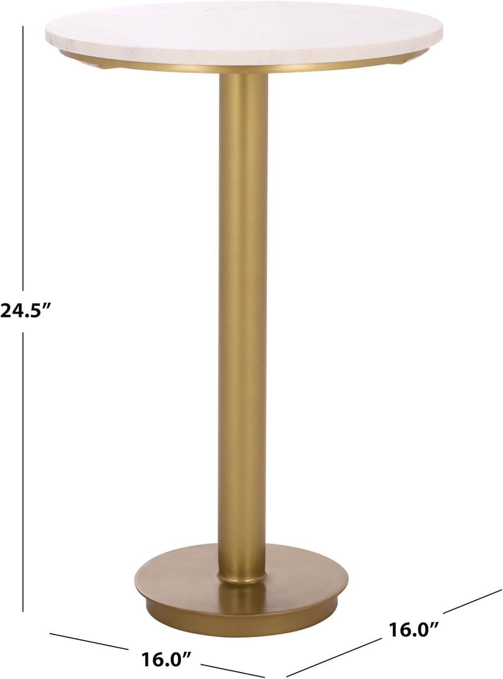 SAFAVIEH Couture Collection - Branxton Brass & Marble Accent Table, Tall Round Side Table, Modern Pedestal Design (SFV7917A)