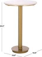 SAFAVIEH Couture Collection - Branxton Brass & Marble Accent Table, Tall Round Side Table, Modern Pedestal Design (SFV7917A)